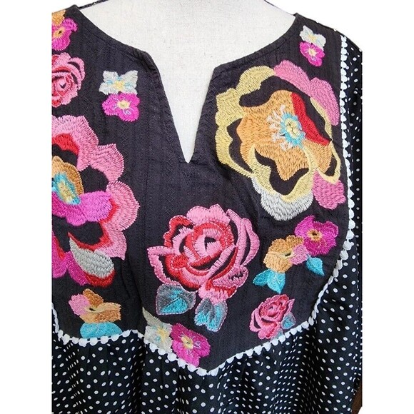 Glitzy Girlz Size 1X Embroidered Peasant Top Hippie Boho - Picture 2 of 8